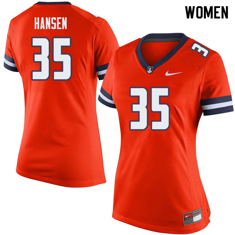 Women #35 Jake Hansen Illinois Fighting Illini College Football Jerseys Sale-Orange